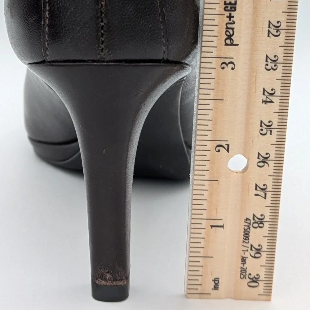 Antonio Melani Leather Platform Pumps 7 Chic Brownish Black Professional Classic